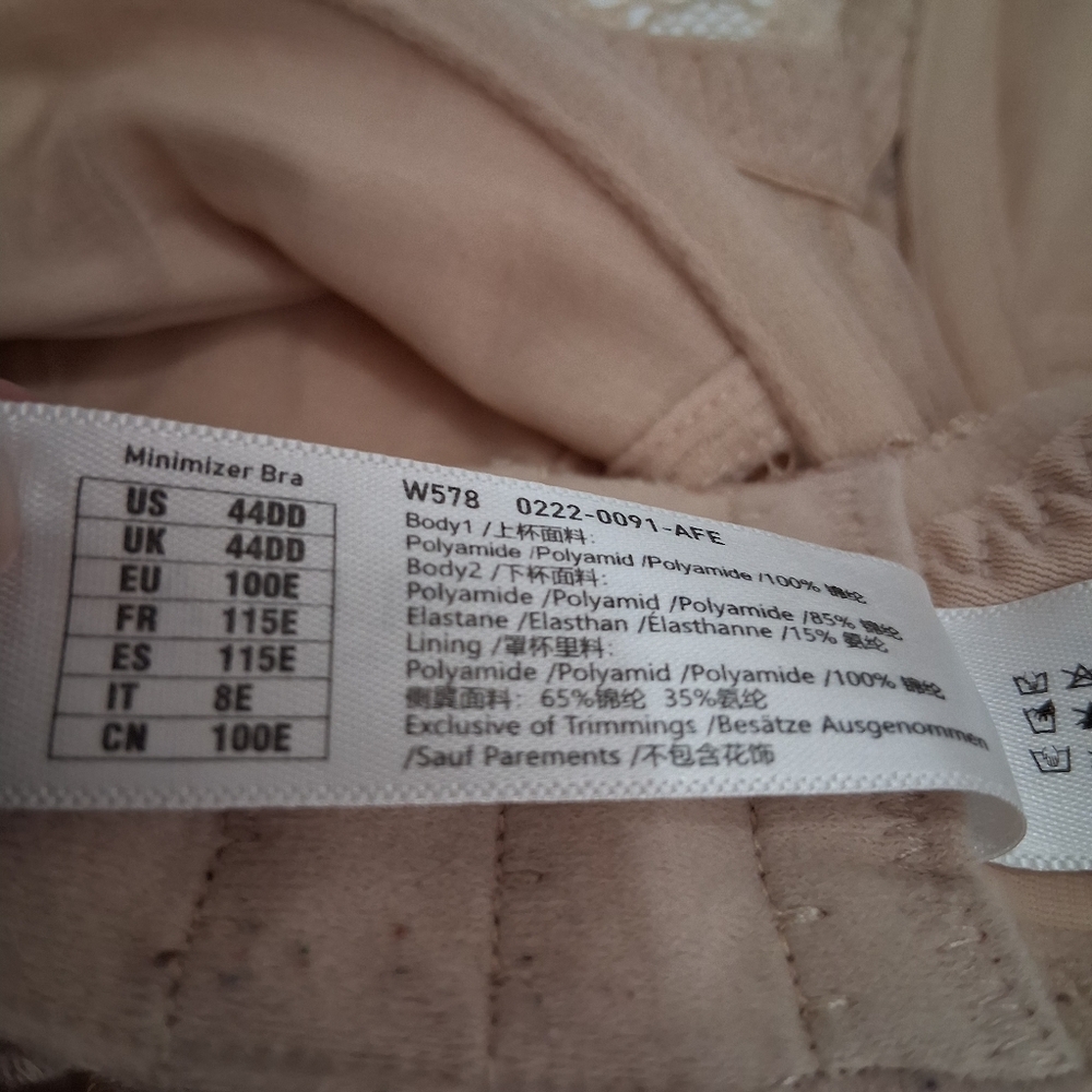 DELIMIRA 44DD Unpadded Wired Lace Nude BRA Size 44E - Picture 9 of 13